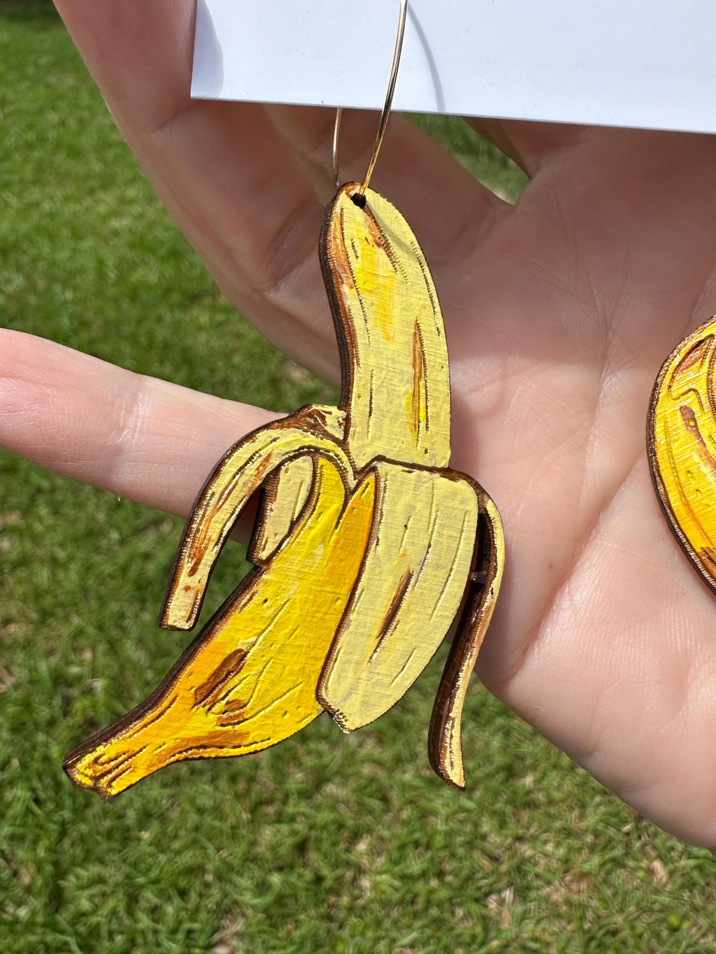 Hand-Painted Banana Statement Earrings