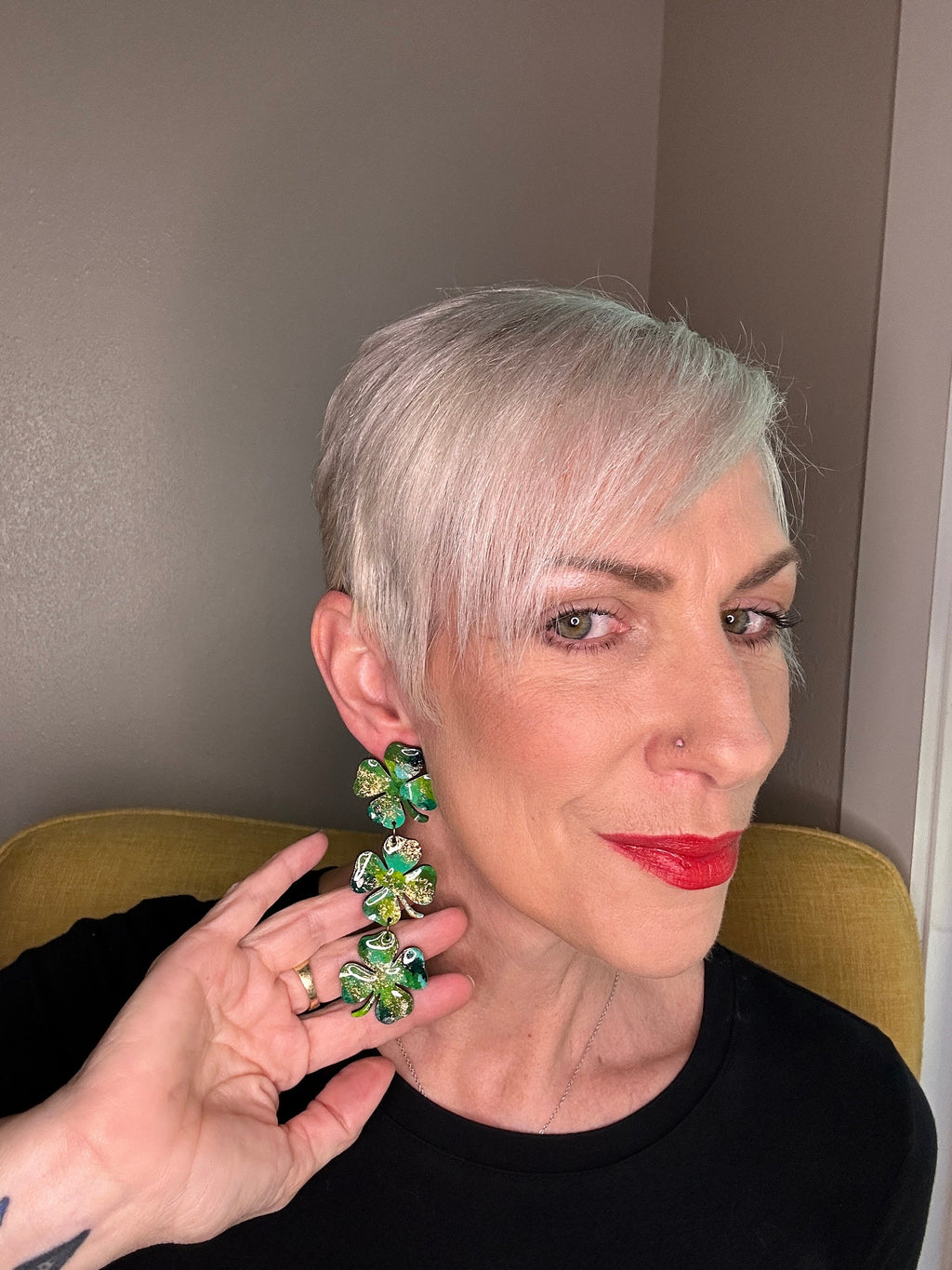 Hand Painted Shamrock Earrings