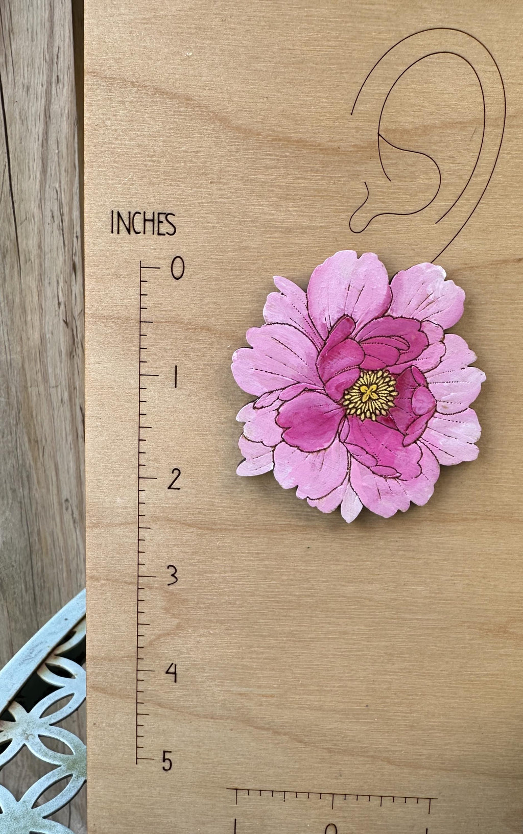 Hand-Painted Peony Statement Earrings