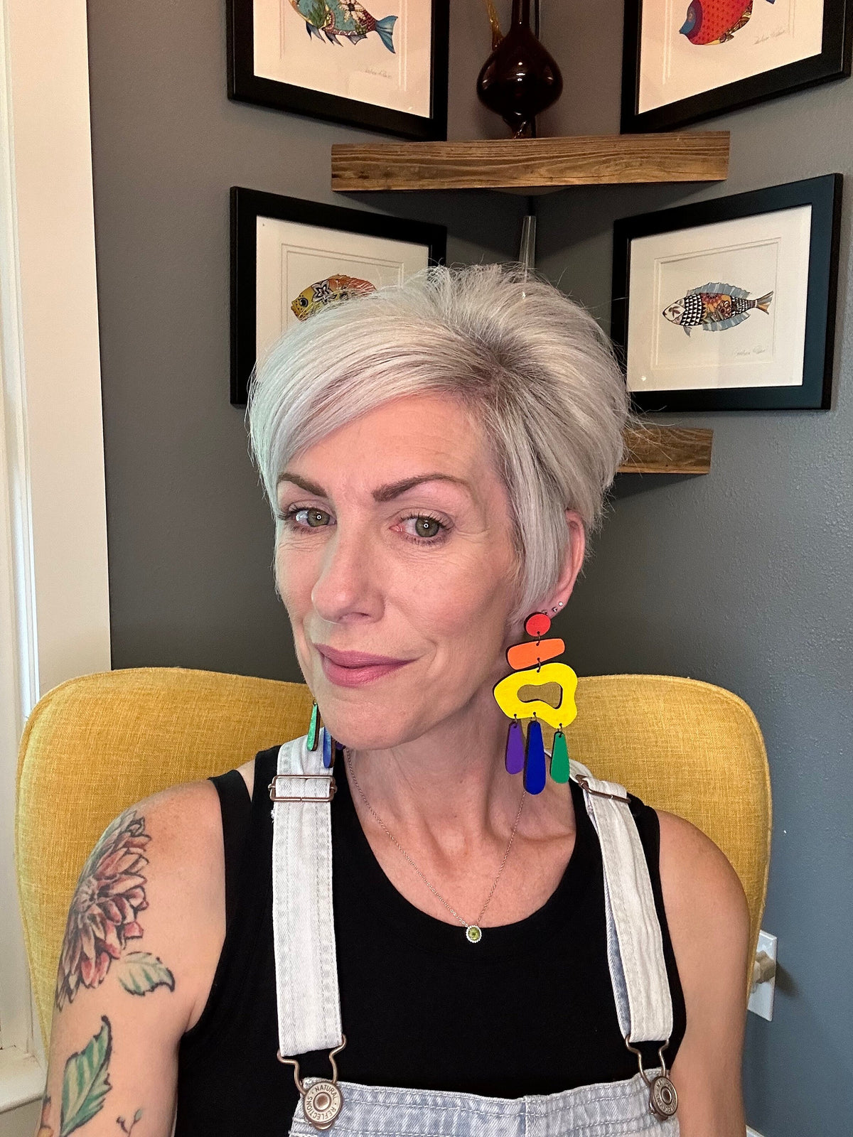 Handmade Pride Dangle Earrings: Colorful Wood Statement Jewelry