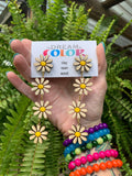Handmade Daisy Wood Earrings: Laser Cut Floral Dangle Earrings