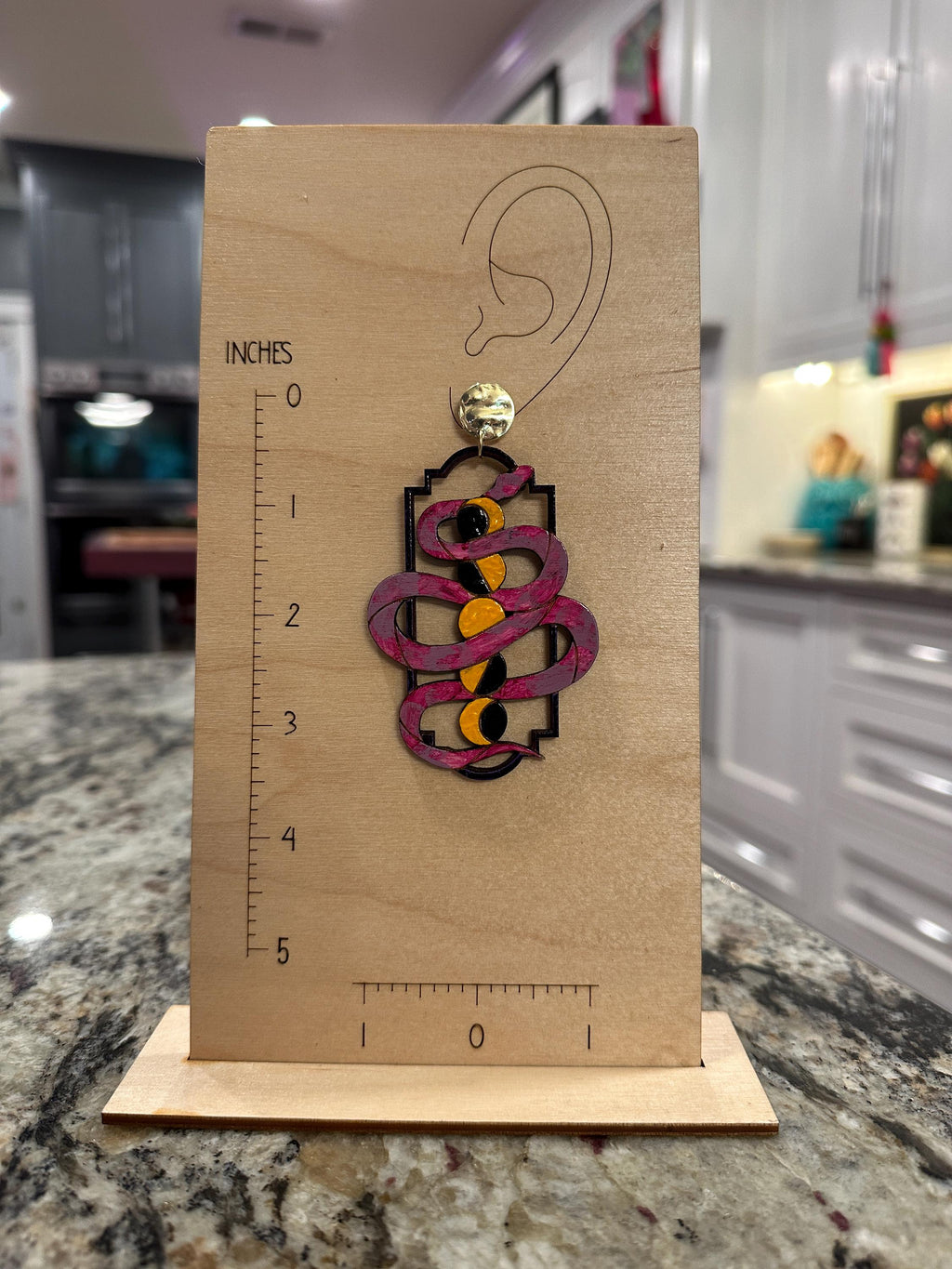 Wood Serpent Statement Earrings