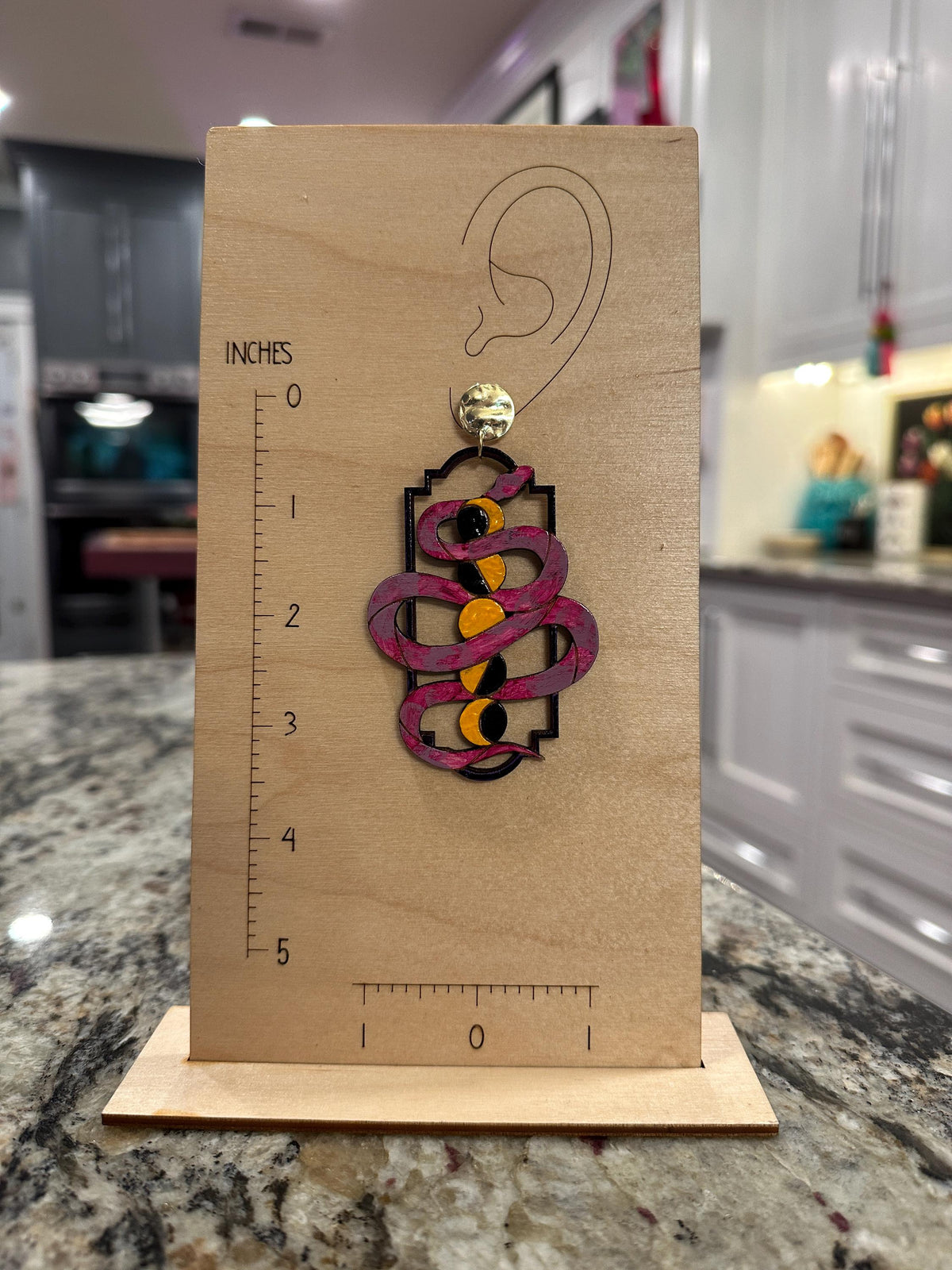 Wood Serpent Statement Earrings