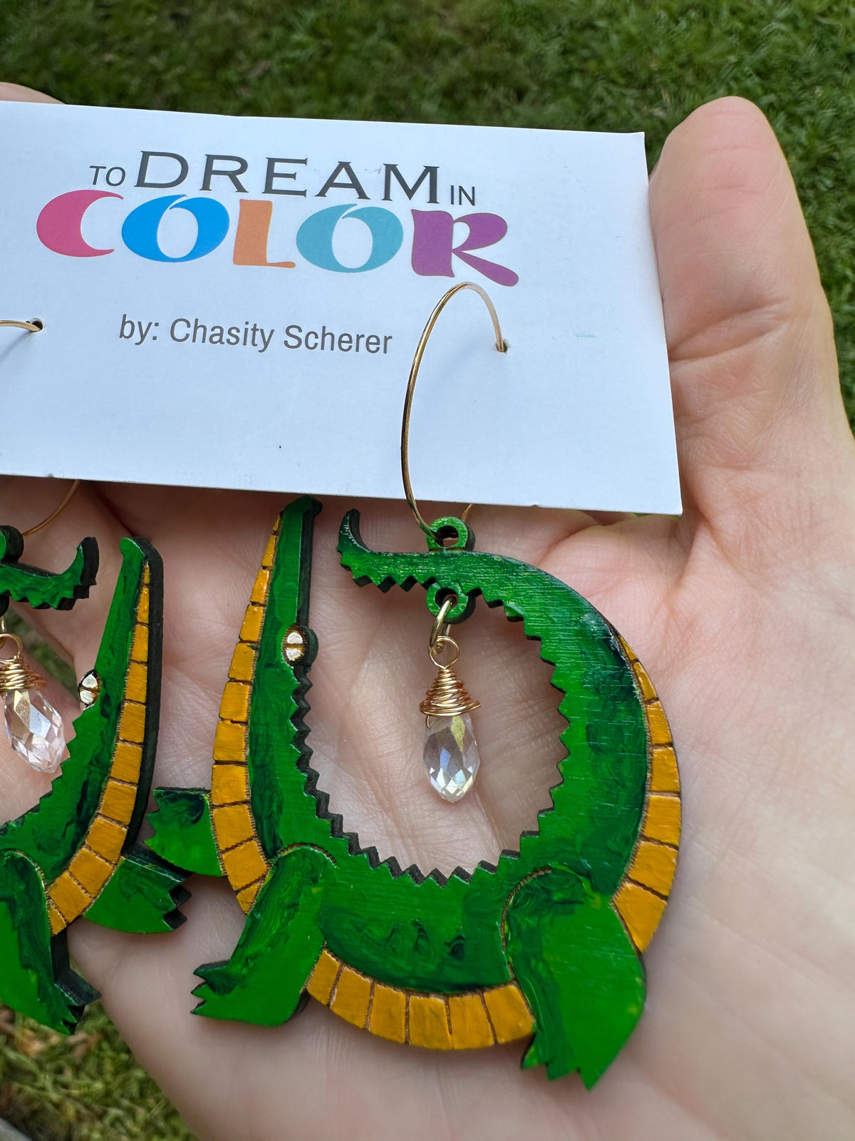 Hand Painted Alligator Earrings