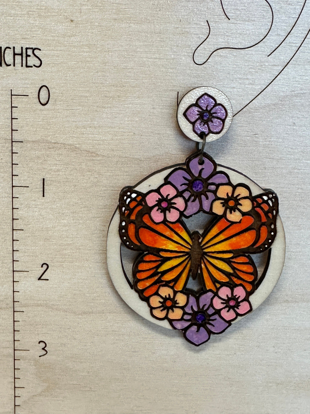 Hand Painted Butterfly Earrings, Colorful Wood Statement Jewelry, Boho Nature Accessories, Lightweight Wearable Art