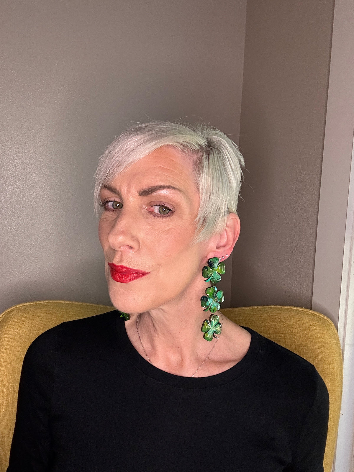 Hand Painted Shamrock Earrings