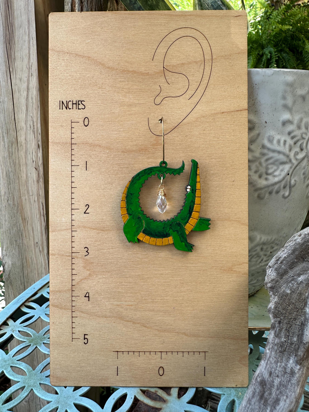 Hand Painted Alligator Earrings