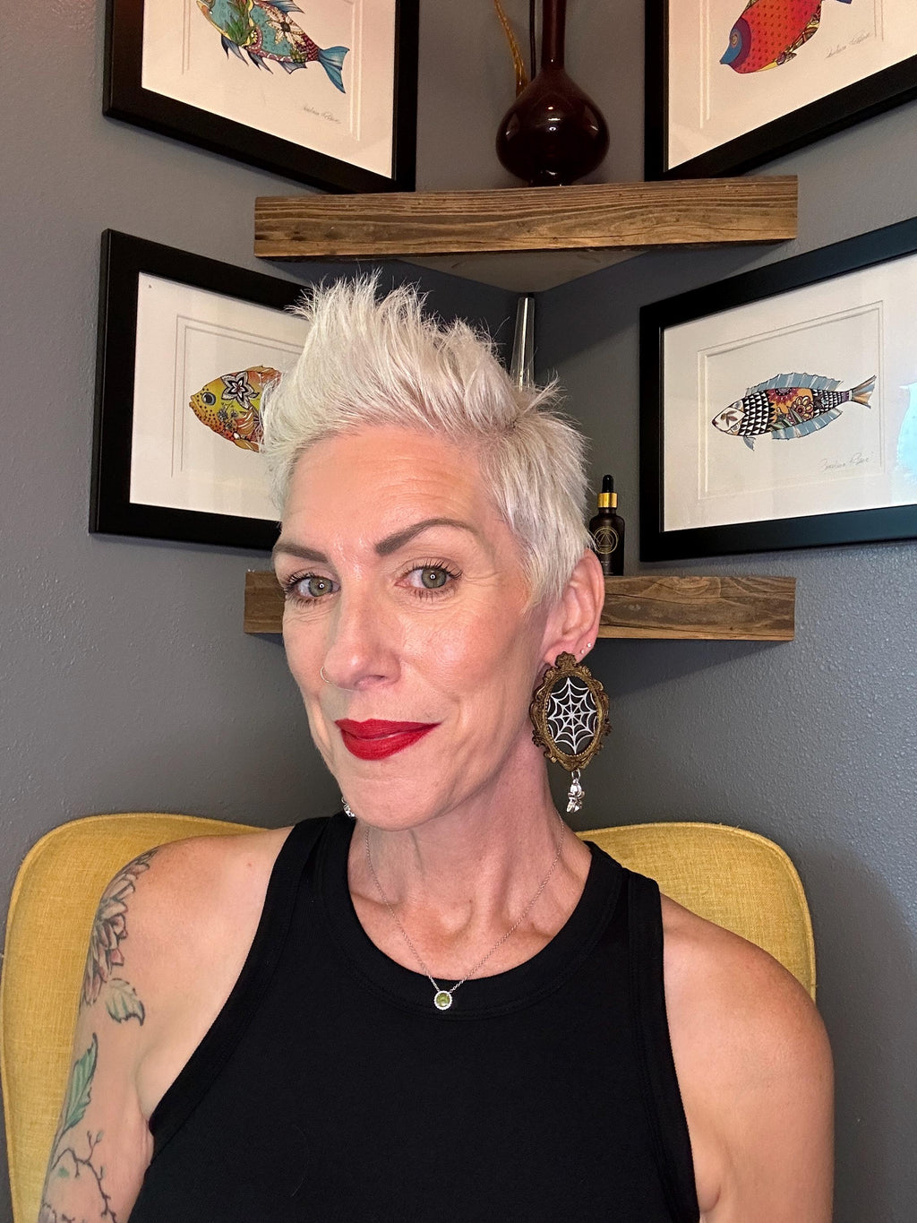 Spider Web Earrings: Hand-Painted Wood Halloween Statement Jewelry