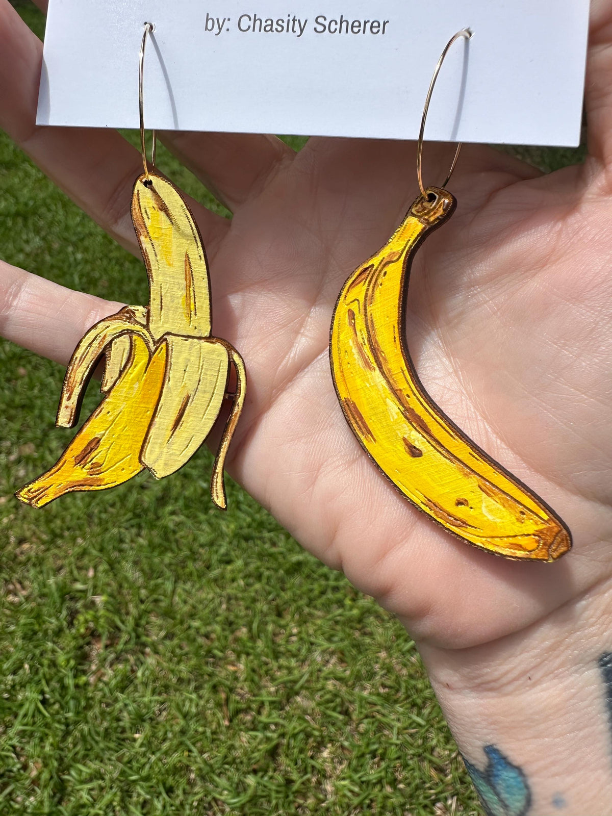 Hand-Painted Banana Statement Earrings