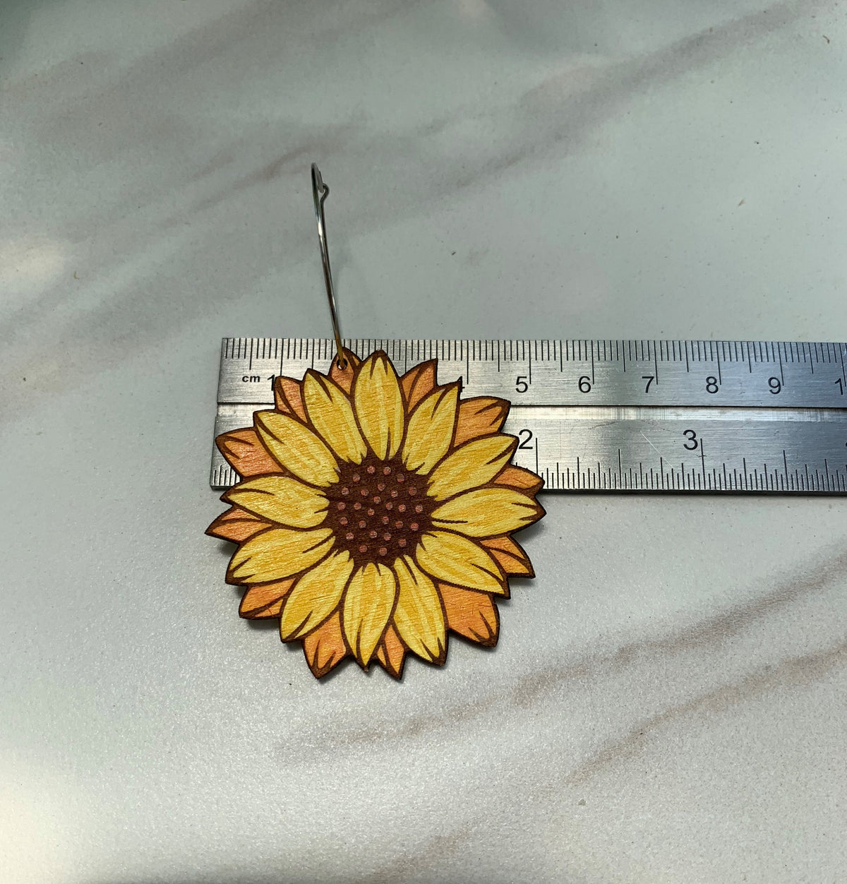 Sunflower Earrings – Hand Painted Wood Statement Jewelry – Big Bold Lightweight Colorful Earrings
