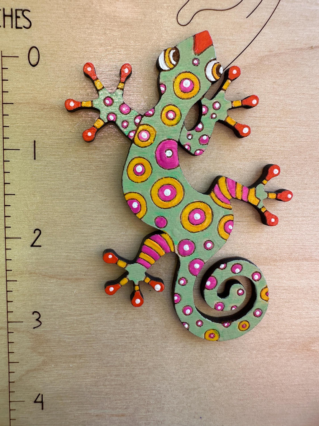 Hand-Painted Gecko Statement Earrings