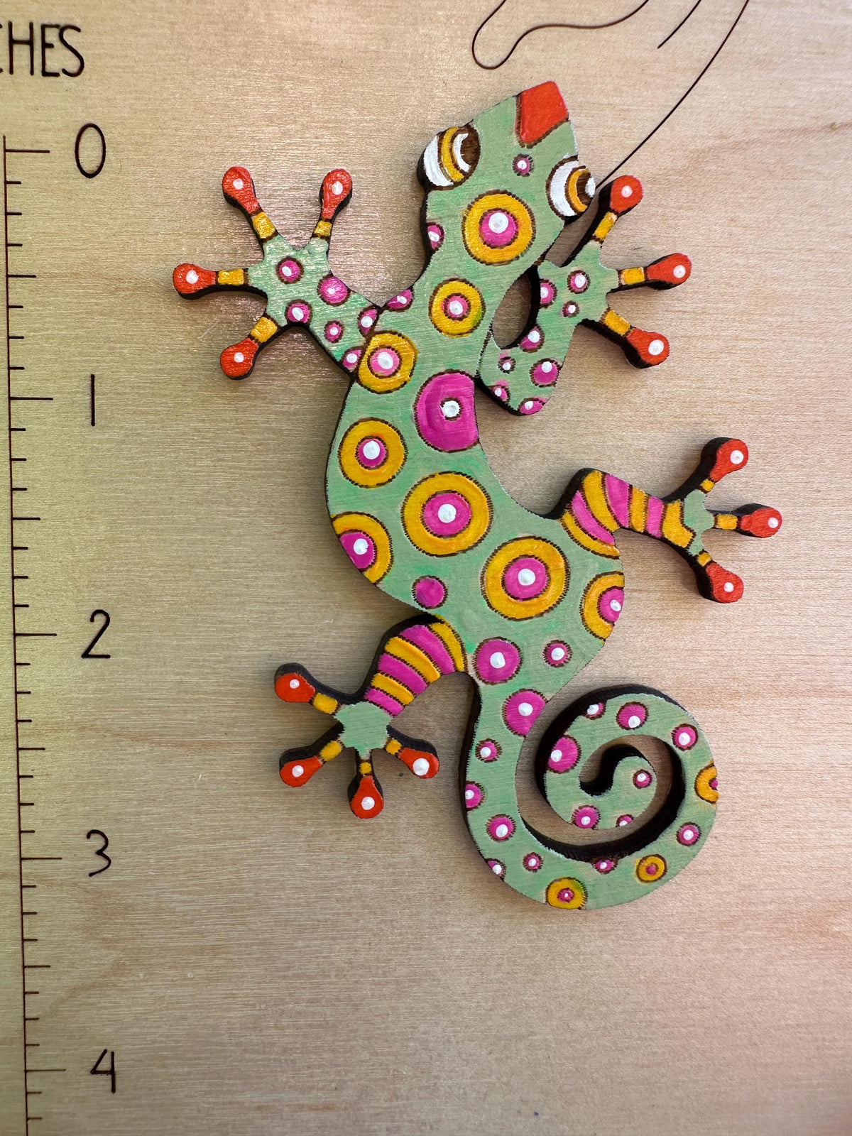 Hand-Painted Gecko Statement Earrings